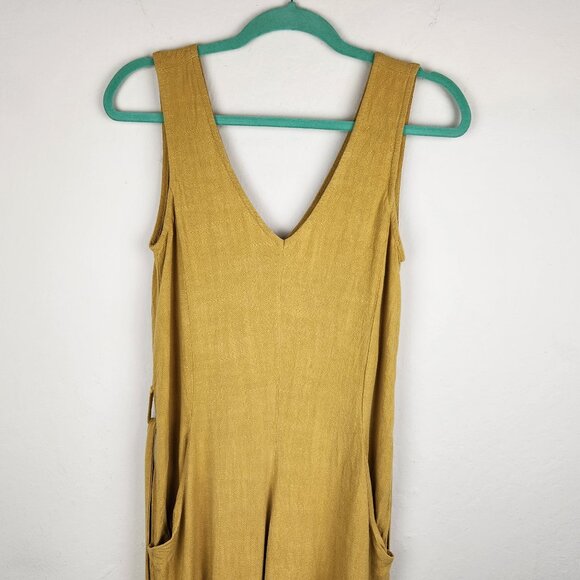 Eve Gravel Linen Blend Owl Moon Sleeveless Jumpsuit in Saffron sz XS - Picture 5 of 12